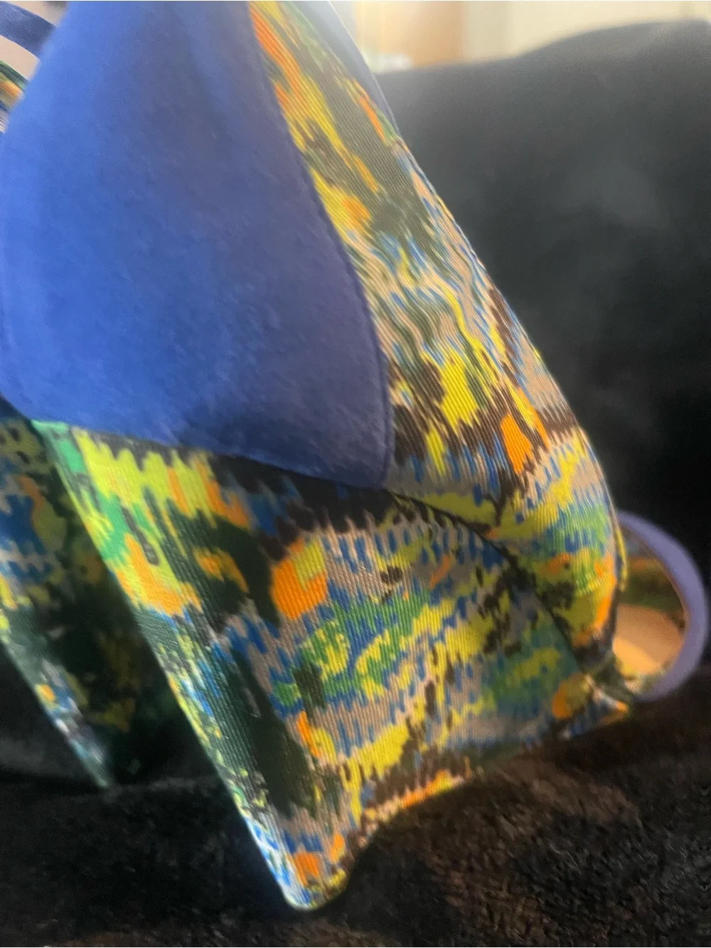 Blue Open-Toe Espadrille Heels with Multicolor Accent